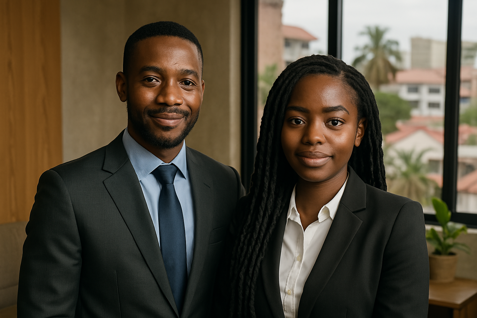 Étudiante souriante avec un arrière-plan vert abstrait