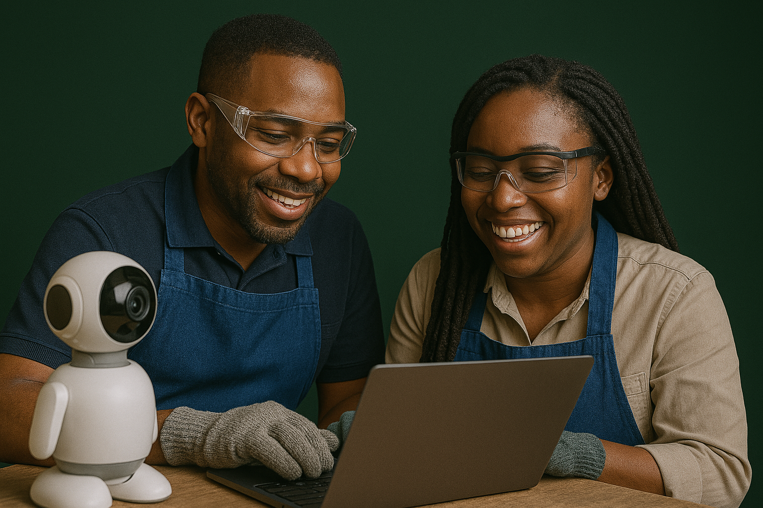 Étudiante souriante avec un arrière-plan vert abstrait